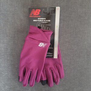 New Balance Women Pink Grid Fleece Touch -Tip Technology Gloves Size Large
